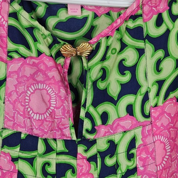 Lilly Pulitzer Silk Private Property Tara Floral Sleeveless Top Size 2 Side Zip - Picture 2 of 9